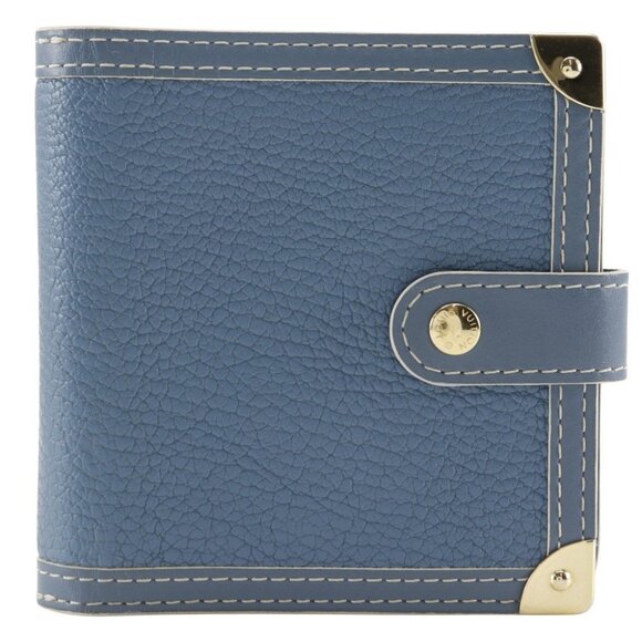 LOUIS VUITTON Compact zip Bi-Fold Wallet M91829 Suhali line blue Goatskin ... - Picture 1 of 12
